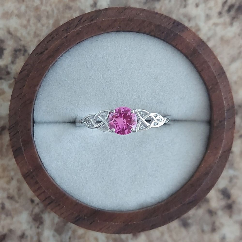 Pink Celtic Ring 925 Sterling Silver